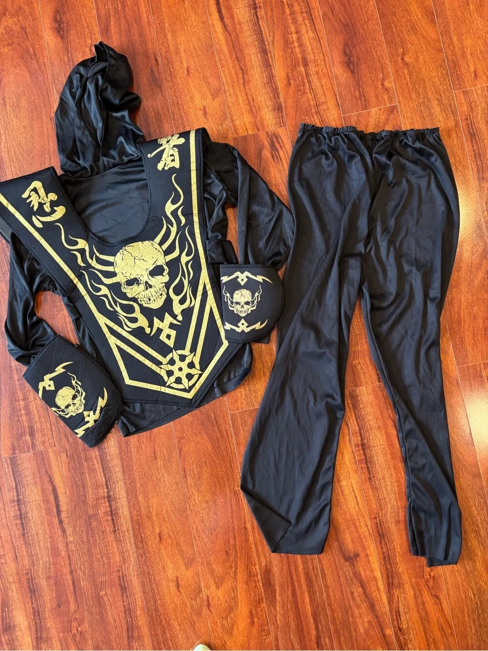 Black & Gold Skull Ninja Kids Costume - Brand: